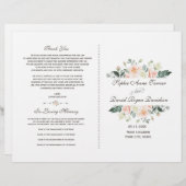 Elegante Blush Witte Crème Bloemige Trouwprogramma (Voorkant / Achterkant)