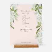 Elegante Blush Witte Hydrangeas Douche Welkom Acryl Bord (Voorkant)
