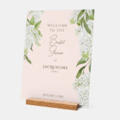 Elegante Blush Witte Hydrangeas Douche Welkom Acryl Bord (Hoek)