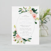 Elegante Blush Zilveren Bloemen Huwelijk Folie Uitnodiging (Staand Voorkant)