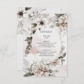Elegante Blush Zilveren Bloemen Receptie Details K Informatiekaartje (Voorkant / Achterkant)