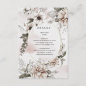 Elegante Blush Zilveren Bloemen Receptie Details K Informatiekaartje (Voorkant)