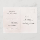 Elegante Blush & Zwart Waterverf Kant Bruiloft RSV Uitnodiging Briefkaart (Achterkant)