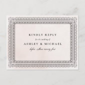 Elegante Blush & Zwart Waterverf Kant Bruiloft RSV Uitnodiging Briefkaart (Voorkant)