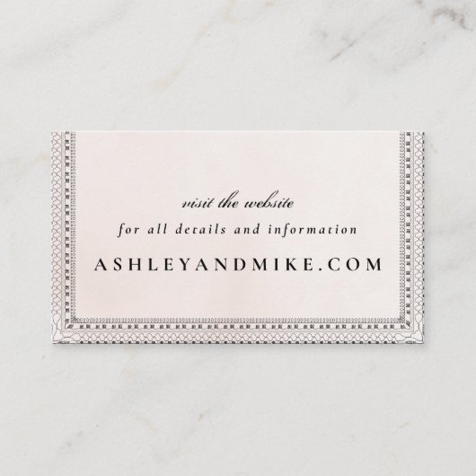 Elegante Blush & Zwart Waterverf Kant Mini Website Informatiekaartje (Voorkant)