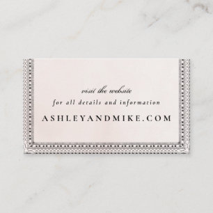 Elegante Blush & Zwart Waterverf Kant Mini Website Informatiekaartje