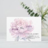 Elegante Blushing Bloom Romantische Roze Pioen Bru Save The Date (Staand voorkant)