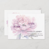Elegante Blushing Bloom Romantische Roze Pioen Bru Save The Date (Voorkant / Achterkant)