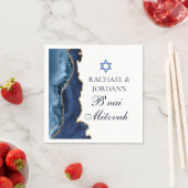 Elegante B'nai Mitswa Navy Blue Gold Agate Party Servet (Insitu)