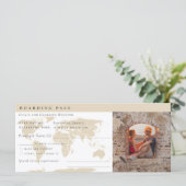 Elegante Boarding Pass Ticket Destination Wedding (Staand voorkant)