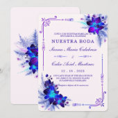 Elegante boda con orquídeas azules y moradas kaart (Voorkant / Achterkant)