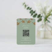 Elegante Boda de grúa de papel verde Informatiekaartje (Staand voorkant)