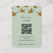 Elegante Boda de grúa de papel verde Informatiekaartje (Voorkant)