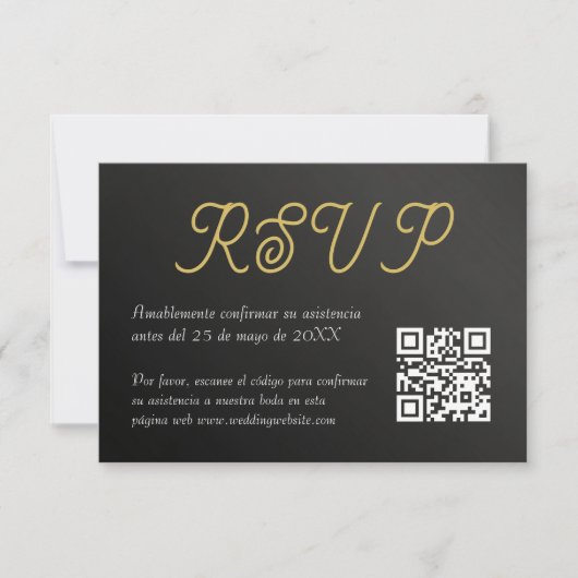 Elegante Boda de Rosas QR Code RSVP Card Notitiekaartje (Voorkant)