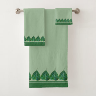 Elegante Bodhi-bladeren op licht lauriergroen Bad Handdoek