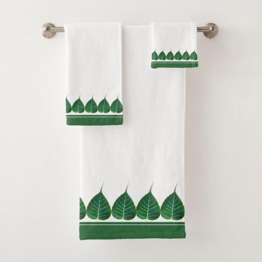 Elegante Bodhi bladeren op wit Bad Handdoek (Insitu)