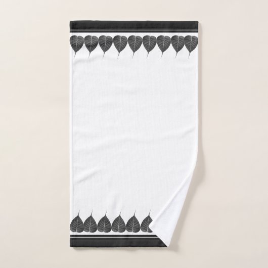 Elegante Bodhi bladeren op zwart en wit tinten Bad Handdoek (Handdoek)