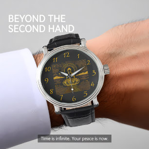 Elegante Boeddha omringd door golven en bergen Horloge