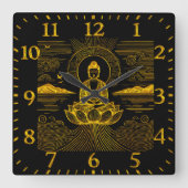 Elegante Boeddha omringd door golven en bergen Vierkante Klok (Voorkant)