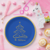 Elegante Boeing Blauwe Kerstboom Papieren Bordje (Feest)