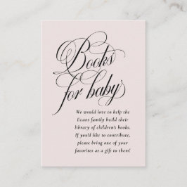 Elegante boeken voor baby blush roze baby shower informatiekaartje
