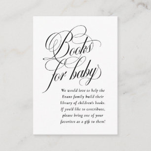 Elegante boeken voor baby zwart-wit baby shower informatiekaartje