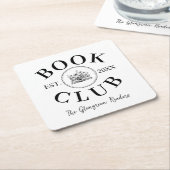Elegante boekenclub leden gepersonaliseerd geschen kartonnen onderzetters (Schuin)