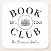 Elegante boekenclub leden gepersonaliseerd geschen kartonnen onderzetters (Voorkant)