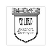 Elegante Boekenplank met Wapen Crest Boeknaam Ex L Zelfinktende Stempel (Design)