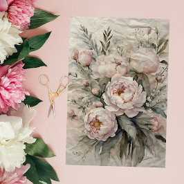 Elegante Boeket Roze Pioen Rozen Bloemen Tissuepapier