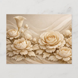Elegante Boeket van Papieren Bloemen in Beige Briefkaart