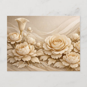 Elegante Boeket van Papieren Bloemen in Beige Briefkaart