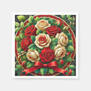 Elegante Boeket van Rode en Witte Rozen Servet