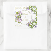 Elegante boeket van waterverf akeleien vierkante sticker (Tas)