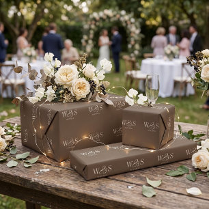 Elegante boerderij bruin eerste huwelijksparen cadeaupapier