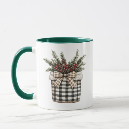 Elegante boerderij landelijke kerst aangepaste mok (Links)