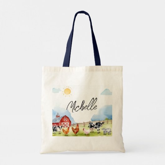 Elegante Boerderij Red Barnyard Boerderij Animal C Tote Bag (Achterkant)