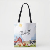 Elegante Boerderij Red Barnyard Boerderij Animal C Tote Bag (Voorkant)