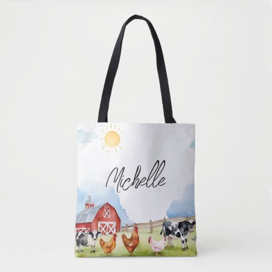 Elegante Boerderij Red Barnyard Boerderij Animal C Tote Bag (Voorkant)