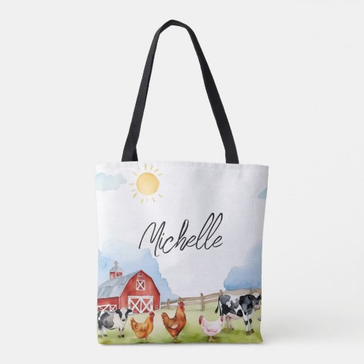 Elegante Boerderij Red Barnyard Boerderij Animal C Tote Bag (Achterkant)