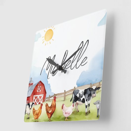 Elegante Boerderij Red Barnyard Boerderij Animal C Vierkante Klok (Hoek)