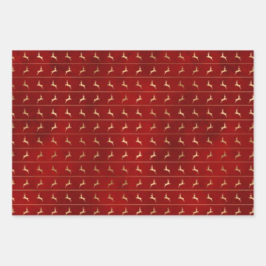 Elegante boerderij rood goud folie rendierpatroon inpakpapier vel (Voorkant)