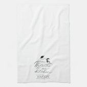 Elegante boerderij stijl familienaam gepersonalise theedoek (Verticaal)