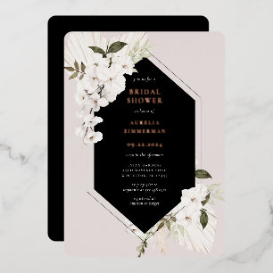 Elegante Boheemse Bloemachtige Bruiloftsborrel Folie Uitnodiging