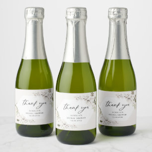 Elegante Boheemse Bloemen Dank u Mousserende Wijn Sparkling Wijnetiket