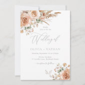 Elegante Boheemse bloemen Moderne bruiloft Kaart (Voorkant)