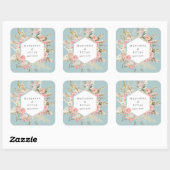 Elegante Boheemse Bloemen Monogram Vierkante Stick Vierkante Sticker (Vel)