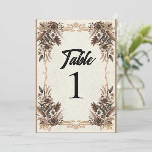 Elegante Boheemse Bloemen Trouwtafel Kaart (Staand voorkant)