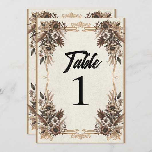 Elegante Boheemse Bloemen Trouwtafel Kaart (Voorkant / Achterkant)