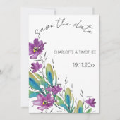Elegante Boheemse Bloemen Waterverf Handgeschilder Save The Date (Voorkant)